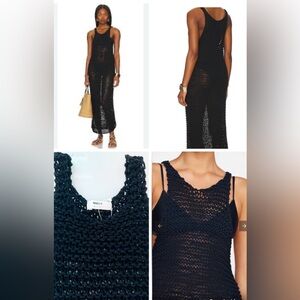 NWT MIKOH Genoa Macrame Midi Dress Black Night Handcrafted Resort Beach Cover S